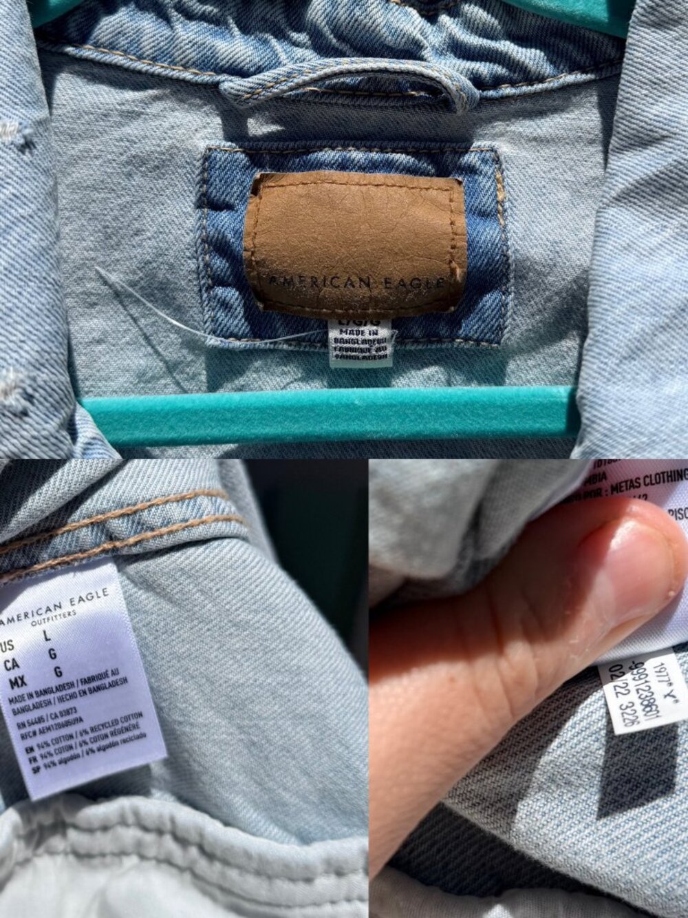 American Eagle Oversized Boyfriend Distressed Jean Jacket Women’s Size Large - Picture 3 of 7
